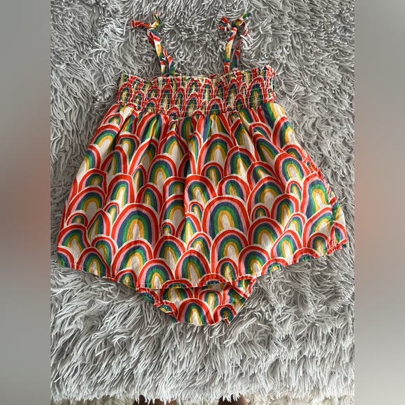 ❤️Tucker + Tate Ivory Egret Rainbow Stacks Dress EUC - Picture 2 of 5